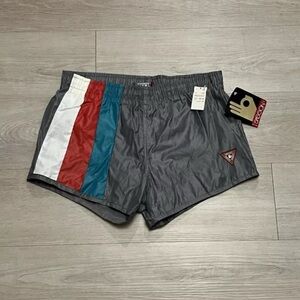 Vintage 80s 90s Sasson Classic Striped Nylon Short Swim Shorts DEADSTOCK Size M